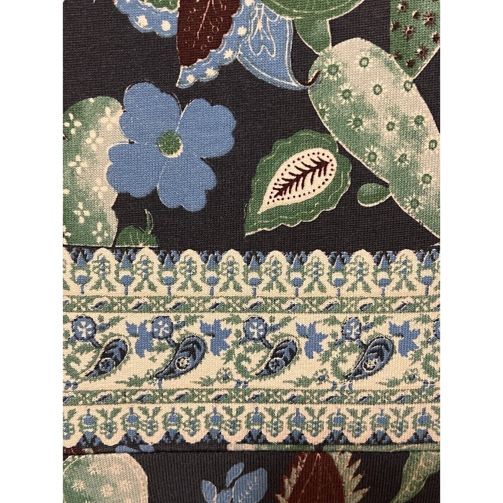 TORY BURCH Wisteria Garden Flare A Line Dress Floral Cotton Navy Blue Green XS - Picture 6 of 7